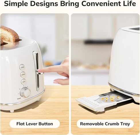 شريحة Keenstone Toaster 2 ، محمصة الفولاذ المقاوم للصدأ الفولاذ المقاوم للصدأ مع 6 مستويات بنية ، إعادة تسخين وإزالة الجليد ، لخبز الخبز ، الخبز ، أساسيات المطبخ ، صينية قابلة للإزالة ، أبيض in Kuwait