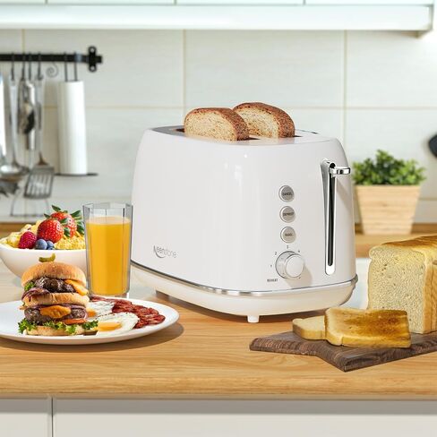 شريحة Keenstone Toaster 2 ، محمصة الفولاذ المقاوم للصدأ الفولاذ المقاوم للصدأ مع 6 مستويات بنية ، إعادة تسخين وإزالة الجليد ، لخبز الخبز ، الخبز ، أساسيات المطبخ ، صينية قابلة للإزالة ، أبيض in Kuwait