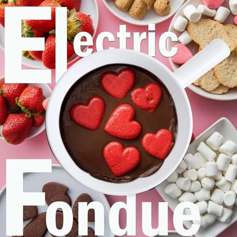 Artestia Electric Fondue Pot 2-QT 1500W, Dual-Use Swiss Fondue Set for Cheese & Chocolate Melting, Adjustable Temperature Control, White Ceramic Pot with Rose-Gold Base & 6 Forks in Kuwait