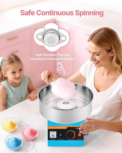 آلة حلوى Cotton Cotton Commercial ، 1000W Welectric Candy Floss Maker ، سهلة الاستخدام مع وعاء من الفولاذ المقاوم للصدأ 15 بوصة ومغرفة بالسكر ، مما يجعل الحلوى الصعبة لعيد ميلاد المنزل ، حفلة عائلة ، وردي in Kuwait