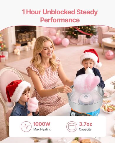 آلة حلوى Cotton Cotton Commercial ، 1000W Welectric Candy Floss Maker ، سهلة الاستخدام مع وعاء من الفولاذ المقاوم للصدأ 15 بوصة ومغرفة بالسكر ، مما يجعل الحلوى الصعبة لعيد ميلاد المنزل ، حفلة عائلة ، وردي in Kuwait