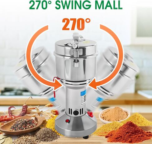 2000W GRAIN MILL GRINDER - 550G طاحونة عالية السرعة من الفولاذ المقاوم للصدأ الجاف للقهوة والتوابل والمكسرات والأعشاب | 25000 دورة في الدقيقة | 3 شفرات | استخدام المطبخ التجاري والمنزل in Kuwait