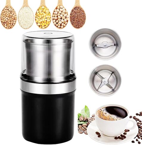 Spice Grinder, 200W Powerful Electric Coffee Bean Grinder with 2 Removable Stainless Steel Bowls, 100g Capacity Large Capacity for Coffee Bean Spices and Seeds in Kuwait