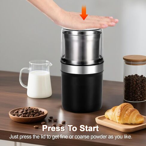 Spice Grinder, 200W Powerful Electric Coffee Bean Grinder with 2 Removable Stainless Steel Bowls, 100g Capacity Large Capacity for Coffee Bean Spices and Seeds in Kuwait