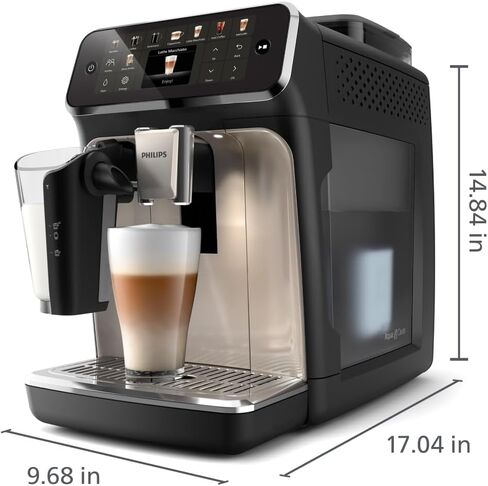 PHILIPS 5500 Series Fully Automatic Espresso Machine - LatteGo Milk System, Integrated Grinder, 20 Hot & Iced Coffee Pre-Sets, Quick Start, SilentBrew, 15-Bar Pressure, Black Chrome (EP5544/94) in Saudi Arabia