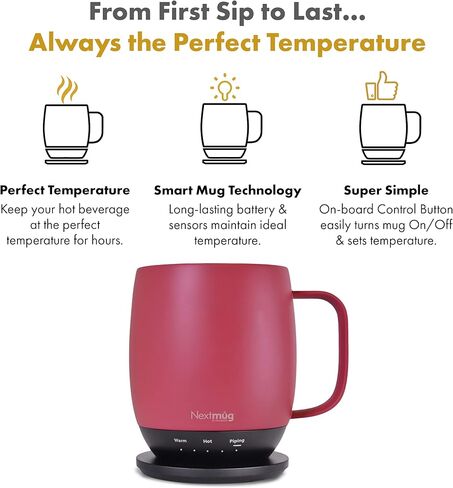 NextMug - مكبرة القهوة التي تسيطر عليها درجة الحرارة ، وتسخين ذاتيا (أسود - 14 أوقية.) in Saudi Arabia