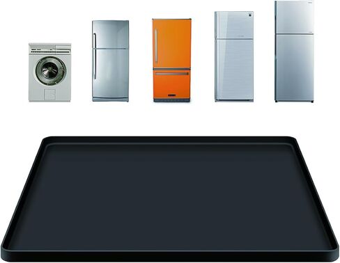 Mini Fridge Silicone Mat with Raised Edge，23.6''x23.6''x0.5'',Under Washing Machine Pad Under Mini Refrigerator Freezer Protect from Appliance Leaks Water Spills Absorbent-black in Saudi Arabia