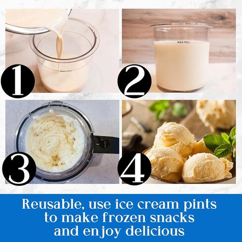 Creami Pints and Lids for Ninja - 4 pack Creamy Icecream Containers Cups Jars Tubs Canisters Set, Smoothie Pot Compatible with NC299AMZ & NC300s Series Creamer Ice Cream Maker Machine Accessories in Kuwait
