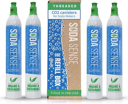 Soda Sense 60L CO2 Exchange Canister - 2 Pack, Threaded Style - Compatible with All 'Screw-In' Soda/Sparkling Water Makers, Including SodaStream BLUE Cylinder Models, Ninja Thirsti, Philips & More in Kuwait