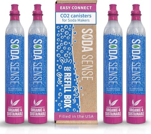 Soda Sense 60L CO2 Exchange Canister - 2 Pack, Threaded Style - Compatible with All 'Screw-In' Soda/Sparkling Water Makers, Including SodaStream BLUE Cylinder Models, Ninja Thirsti, Philips & More in Kuwait