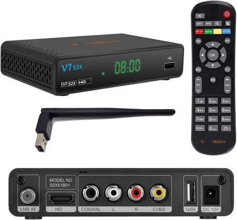 G Media V7 S5x DVB-S2X ، S2 ، S H.265 TVELITE TV Receiver Powervu ، Biss Key ، YouTube in Kuwait