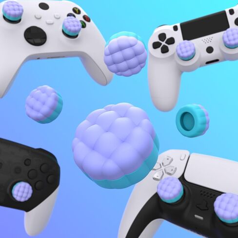PlayVital Thumbs Cushion Caps Thumb Grips for ps5 ps4, Thumbstick Grip Cover Joystick Caps for Xbox Series X/S, Xbox One, Elite Series 2, Switch 2 Pro Controller - Puff Cloud Texture Design Blue in Saudi Arabia