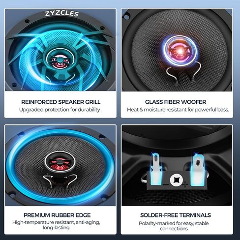 2026 Upgraded Premium 6.5" Hi-Fi Coaxial Car Speakers, 1000W Max Power, 250W RMS, 4 Ohm Car Audio Coaxial Speakers- Transform Your Drive into a Concert Hall Experience (Pair) in Saudi Arabia