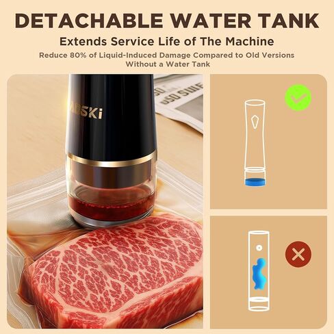 Vacuum Sealer Machine for Food Storage: Compact Food Sealer Saver 5X Fresh Longer, Handheld Detachable Water Tank, 10 PCS Vacuum Seal Bags for Kitchen Fridge Travel Seal Meal Mothers Day Gift For Wife in Kuwait