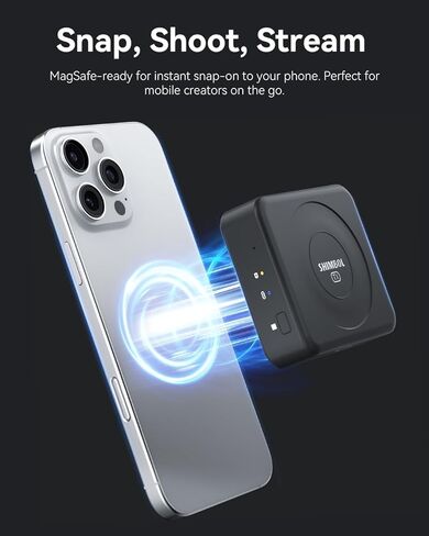 TP Nano Wireless Transmitter System Transmitter&Receiver for Phones & Cameras, 2000mAh Built-in Battery FHD Video,4Hrs, 500ft 60ms Low Latency, Support Magnetic (Black) in Saudi Arabia