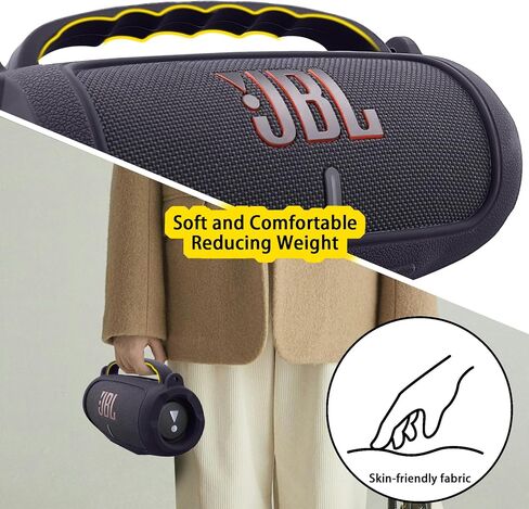 co2CREA Silicone Case for JBL Charge 5 Portable Waterproof Bluetooth Speaker, Portable Travel Soft Cover with Shoulder Strap, Protective Skin Case (Black) in Saudi Arabia