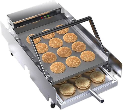 Double Layer Bake Hamburger Toaster,Stainless Steel Hamburger Equipment,2400W Electric Commercial Burger Machine with Timed 0-3 Minutes,Adjustable Temperature 50-300℃,for Home in Saudi Arabia