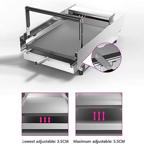 Double Layer Bake Hamburger Toaster,Stainless Steel Hamburger Equipment,2400W Electric Commercial Burger Machine with Timed 0-3 Minutes,Adjustable Temperature 50-300℃,for Home in Saudi Arabia