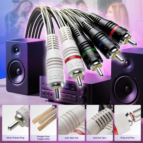 5 RCA Cables 6 feet Component Cable RCA Splitter Audio Video Cable YPbPr RGB AV Cable 1080i Male/Male for DVD STB TV Box HDTV - 1.8m in Saudi Arabia