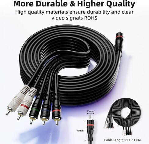 5 RCA Cables 6 feet Component Cable RCA Splitter Audio Video Cable YPbPr RGB AV Cable 1080i Male/Male for DVD STB TV Box HDTV - 1.8m in Saudi Arabia