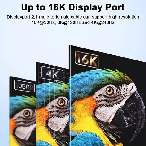 Poyiccot 54Gbps Displayport Extension Cable 1.5FT, 90 Degree Right Angle Displayport 2.1 Male to Female Cable Support for 16K@30Hz, 8K@120Hz, 4K@240Hz 165Hz, HDR, HDCP, Gaming Monitor, TV, Graphics in Saudi Arabia