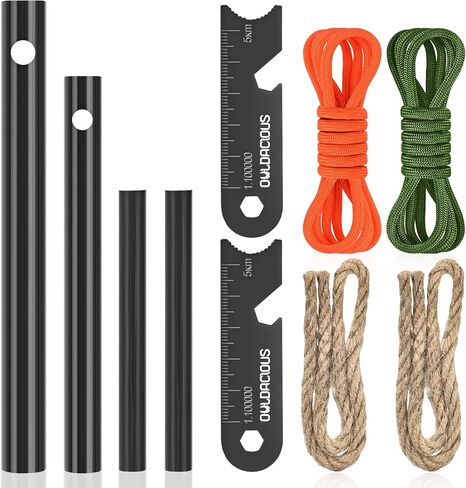 Fire Starter Survival Kit – 4 Ferro Rods (4", 3.2", 2×2.4"), 2 Strikers, 2 Tinder Wicks (13" Each), and 2 Paracords (40“ Each). Flint and Steel Emergency Tool. in Saudi Arabia