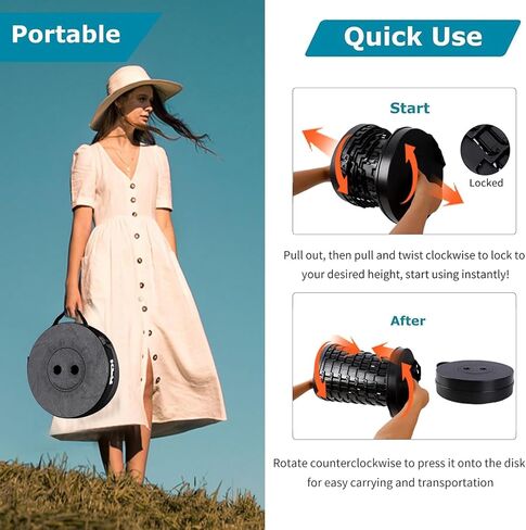 2025 Upgraded Collapsible Stool & 3IN1 Cushioned Carry Bag, Portable Telescopic Camping Chair, Adjustable Height Folding Step Stool Retractable Seat or Footrest for Outdoors & Indoor, Max 620lbs in Kuwait