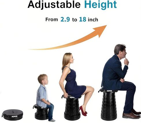 2025 Upgraded Collapsible Stool & 3IN1 Cushioned Carry Bag, Portable Telescopic Camping Chair, Adjustable Height Folding Step Stool Retractable Seat or Footrest for Outdoors & Indoor, Max 620lbs in Kuwait