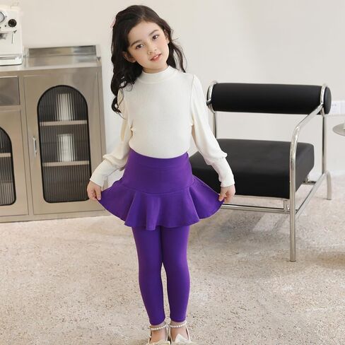 Trendy Girls' Leggings with Skirt - 2 Pack of Cotton Ruffle Skirt Pants for Kids for 3-10Years in Kuwait