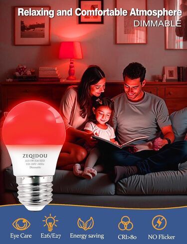 Amber Sleep Light Bulbs Dimmable, Blue Light Blocking, A15 E26 5W(40 Watt Equivalent) Dim Light Bulb,1800K Warm Light Bulbs for Healthy Sleep, Bedroom, Kids Room, 4-Pack in Saudi Arabia