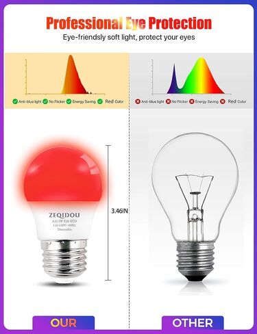 Amber Sleep Light Bulbs Dimmable, Blue Light Blocking, A15 E26 5W(40 Watt Equivalent) Dim Light Bulb,1800K Warm Light Bulbs for Healthy Sleep, Bedroom, Kids Room, 4-Pack in Saudi Arabia