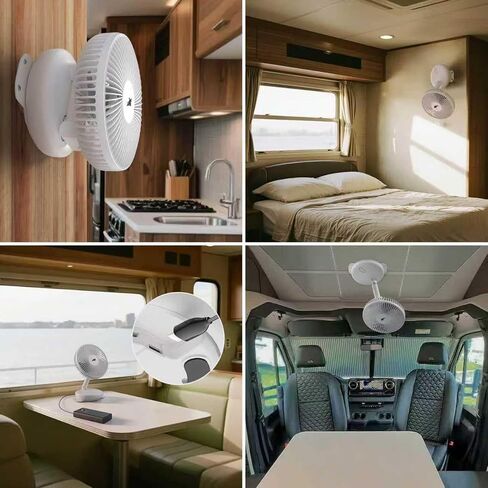 ZOIZ RV Wall Mount Fan, 12V Oscillating with LED Light, Quiet Wall Mounted for Camper Van Bedroom, Living Room & Kitchen, Portable Travel Trailer Cooling for Class B/C RV, Car, Boat, Van Life in Saudi Arabia