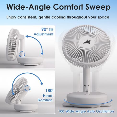 ZOIZ RV Wall Mount Fan, 12V Oscillating with LED Light, Quiet Wall Mounted for Camper Van Bedroom, Living Room & Kitchen, Portable Travel Trailer Cooling for Class B/C RV, Car, Boat, Van Life in Saudi Arabia