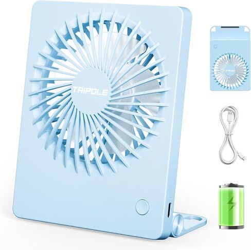Tripole Mini Portable Desk Fan قابلة لإعادة شحنها فائقة الهادئة مروحة صغيرة 4.5 بوصة مروحة السفر الشخصية مع 180 درجة طي الميل و 3 سرعات قابلة للتعديل لغرفة نوم سطح المكتب الأسود in Kuwait