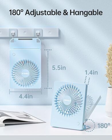 Tripole Mini Portable Desk Fan قابلة لإعادة شحنها فائقة الهادئة مروحة صغيرة 4.5 بوصة مروحة السفر الشخصية مع 180 درجة طي الميل و 3 سرعات قابلة للتعديل لغرفة نوم سطح المكتب الأسود in Kuwait