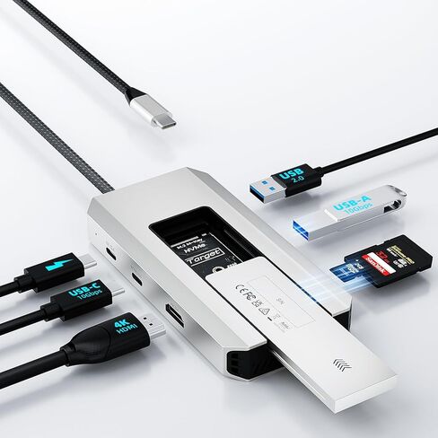 WAVLINK 8 in 1 USB C Hub with M.2 NVMe/SATA SSD Enclosure 10Gbps, 4K HDMI, USB-C/A 10Gb, 100W PD, Aluminum Alloy USB C SSD Enclosure for M.2 NVMe SATA SSD forM1/M2/M3/M4 macOS Systems in Saudi Arabia
