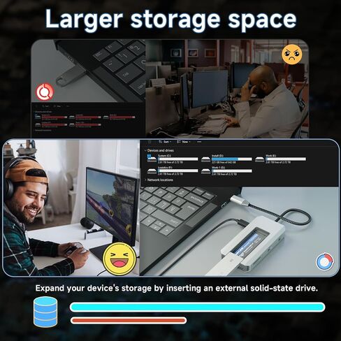 WAVLINK 8 in 1 USB C Hub with M.2 NVMe/SATA SSD Enclosure 10Gbps, 4K HDMI, USB-C/A 10Gb, 100W PD, Aluminum Alloy USB C SSD Enclosure for M.2 NVMe SATA SSD forM1/M2/M3/M4 macOS Systems in Saudi Arabia