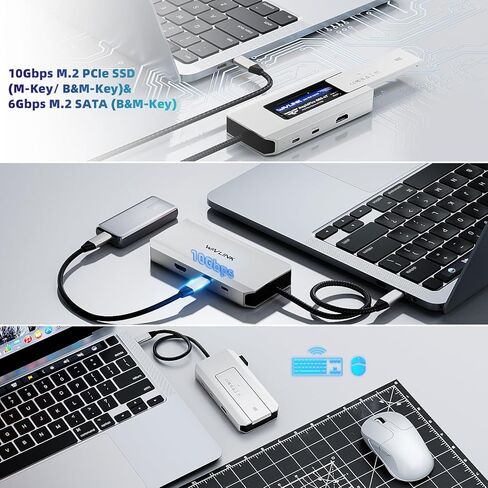 WAVLINK 8 in 1 USB C Hub with M.2 NVMe/SATA SSD Enclosure 10Gbps, 4K HDMI, USB-C/A 10Gb, 100W PD, Aluminum Alloy USB C SSD Enclosure for M.2 NVMe SATA SSD forM1/M2/M3/M4 macOS Systems in Saudi Arabia