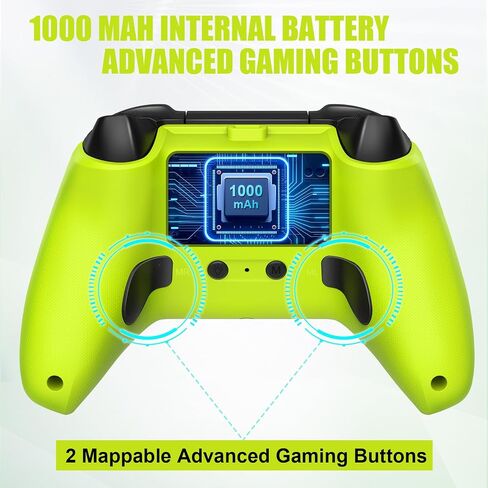 W&O Wireless Controller for With Xbox One, Xbox Series X/S, Xbox One X/S, PC, With RGB LED Light, Mappable Buttons, With 2.4GHZ Wireless Adapter Gamepad（Electric Volt） in Kuwait