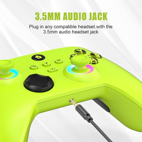 W&O Wireless Controller for With Xbox One, Xbox Series X/S, Xbox One X/S, PC, With RGB LED Light, Mappable Buttons, With 2.4GHZ Wireless Adapter Gamepad（Electric Volt） in Kuwait