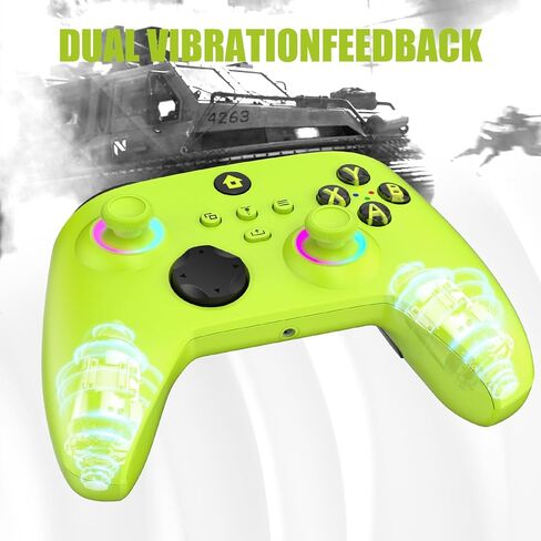 W&O Wireless Controller for With Xbox One, Xbox Series X/S, Xbox One X/S, PC, With RGB LED Light, Mappable Buttons, With 2.4GHZ Wireless Adapter Gamepad（Electric Volt） in Kuwait