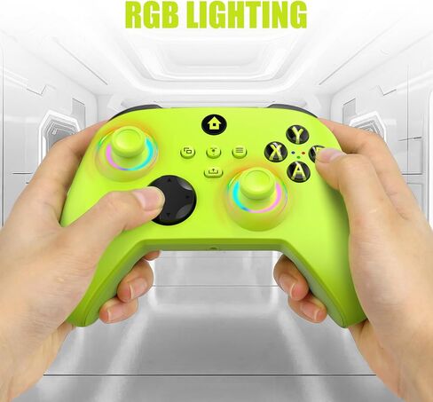 W&O Wireless Controller for With Xbox One, Xbox Series X/S, Xbox One X/S, PC, With RGB LED Light, Mappable Buttons, With 2.4GHZ Wireless Adapter Gamepad（Electric Volt） in Kuwait