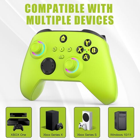 W&O Wireless Controller for With Xbox One, Xbox Series X/S, Xbox One X/S, PC, With RGB LED Light, Mappable Buttons, With 2.4GHZ Wireless Adapter Gamepad（Electric Volt） in Kuwait