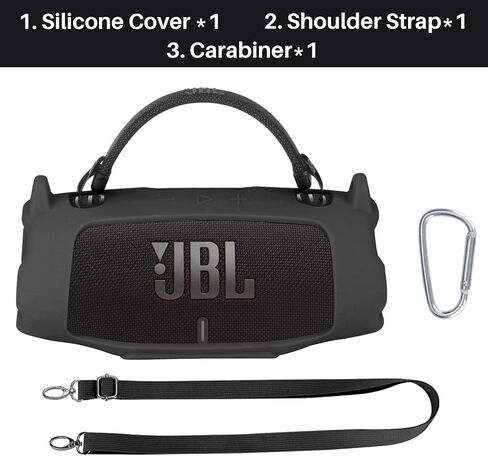 Silicone Cover Compatible with JBL Charge 6 Portable Speaker (Black Cover) in Saudi Arabia