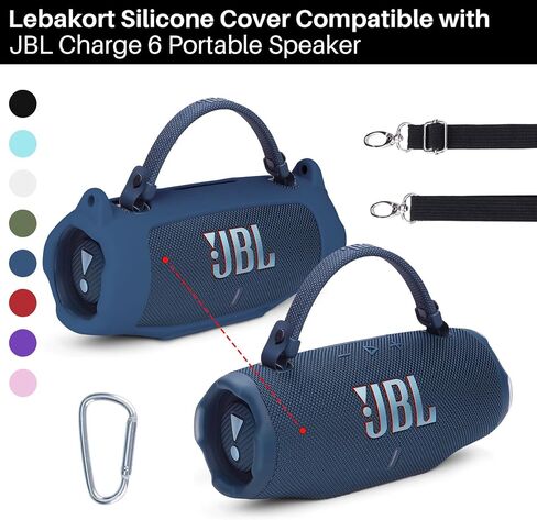 Silicone Cover Compatible with JBL Charge 6 Portable Speaker (Black Cover) in Saudi Arabia