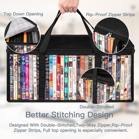 أكياس تخزين Criusia 6 Pack DVD ، منظم وسائط PVC Clear مع سحاب ومقابض ، حقيبة حامل قابلة للتكديس للأقراص المدمجة ، Blu-ray ، ألعاب الفيديو ، الألبومات ، حالات الأفلام in Kuwait