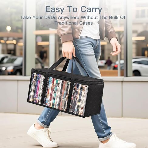 أكياس تخزين Criusia 6 Pack DVD ، منظم وسائط PVC Clear مع سحاب ومقابض ، حقيبة حامل قابلة للتكديس للأقراص المدمجة ، Blu-ray ، ألعاب الفيديو ، الألبومات ، حالات الأفلام in Kuwait