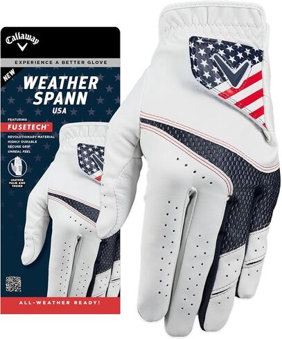 قفاز جولف صناعي فاخر من Callaway Weather Spann (أبيض، عبوتان، كاديت (أصابع أقصر)، كبير، يمكن ارتداؤه على اليد اليسرى) in Saudi Arabia