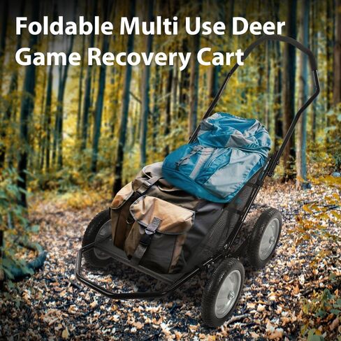 G-PLUS 500 Pounds Capacity Foldable Multi Use Deer Game Recovery Cart Utility Gear Dolly with 4 Oversized Wheels All Terrain Cart in Saudi Arabia