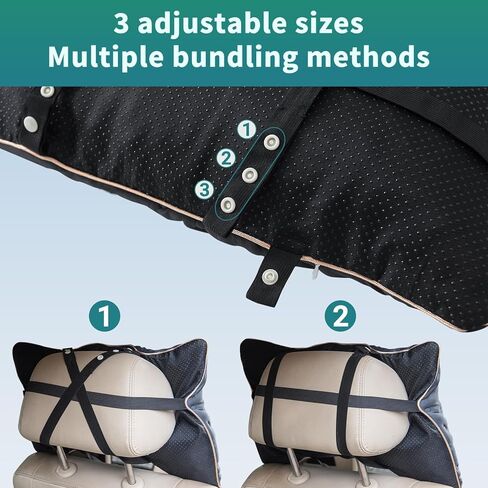 الرغوة الجانبية للوسادة النائمة للذاكرة للرحلات السريعة لوسائد التخييم الداعمة للنوم ، قابلة للتنفس الآلة للتنزه في الطائرات المنزلية والسيارة (أسود ، سفر) in Kuwait